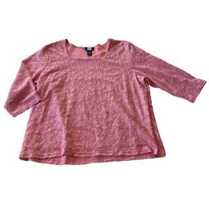 Vtg Y2K 2000s Pink Lace Square Neck Top Plus Sz 3X
